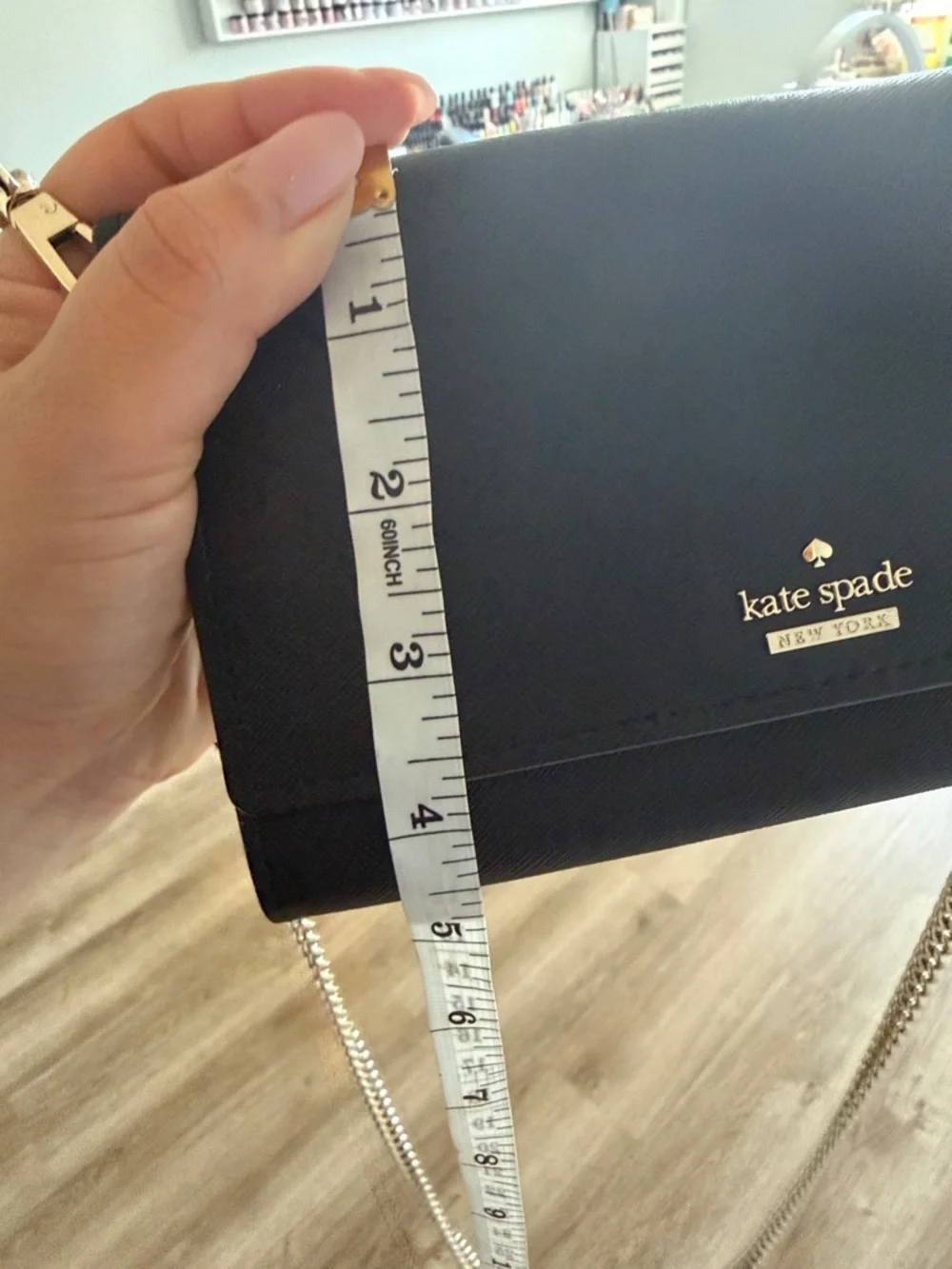 Kate Spade Black Crossbody with Gold Chain